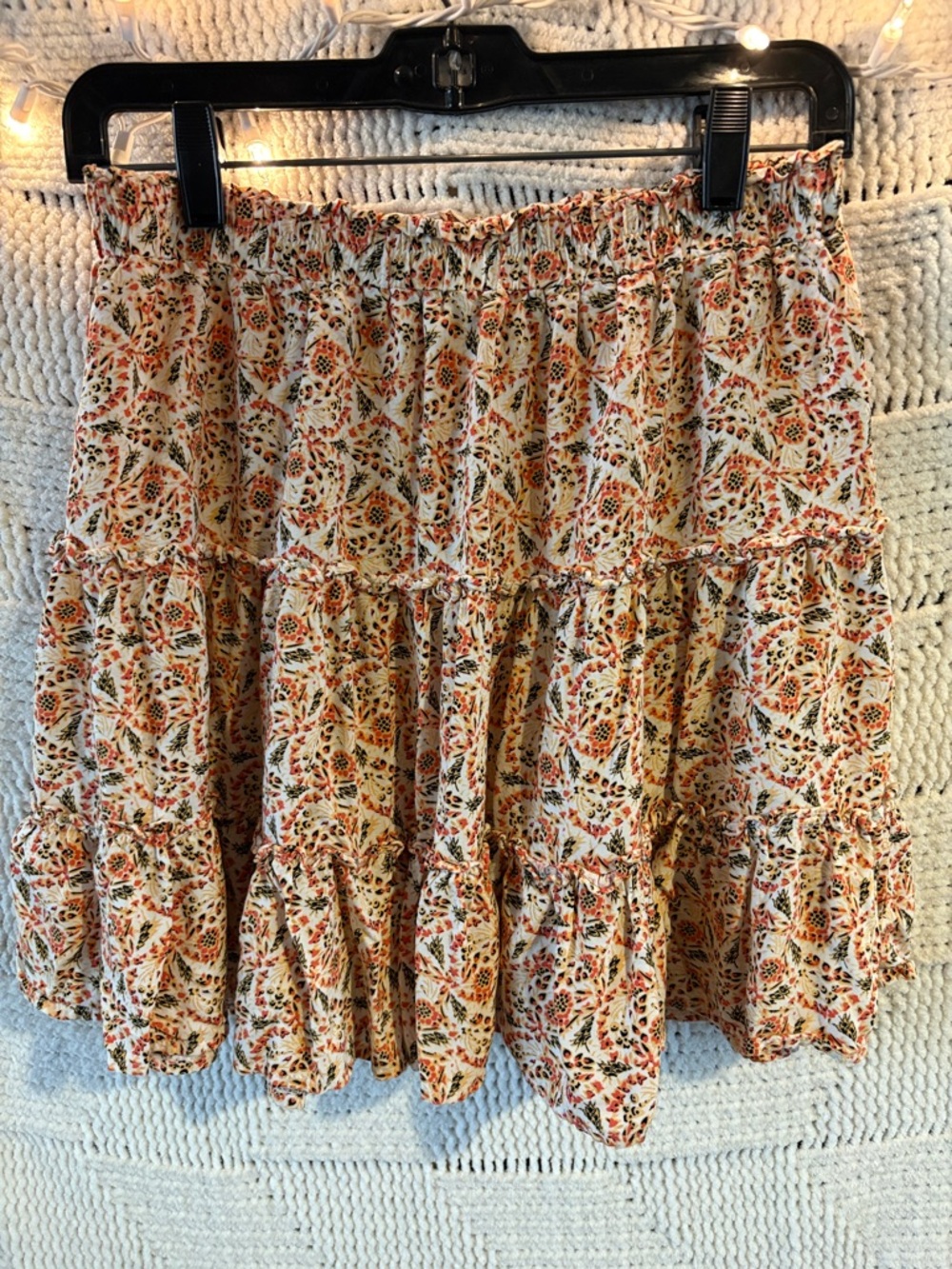 Cynthia Rowley Cream Skater Skirt with Orange & Green Floral Print